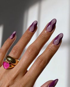 Nails Dark Purple Design, Dark Purple Nails With Design, Dark Purple Nail Designs, Trends Nails, Mauve Nails, Purple Nail Polish, Colorful Nails