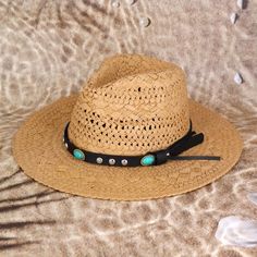 Taupe W Turquoise Beads And Black Band Accented Straw Style Brimmed Sun Blocker Hat Fashion Statement Accessory One Size Fashion Statement Accessory Summer / Spring / Beachwear / Vacation T 0158 H Straw Sun Hat, Turquoise Beads, Sun Hats, Hat Fashion, Fashion Statement, Straw, Black And Brown, Fashion Accessories, Women Accessories