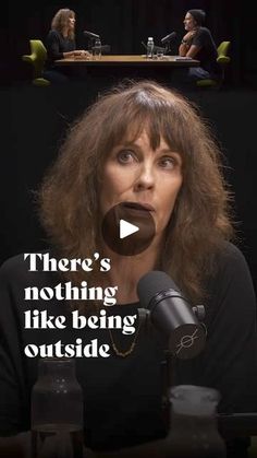 a woman speaking into a microphone with the caption there's nothing like being outside