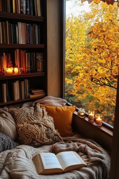 Fall reading nook set up in a greenhouse, surrounded by potted plants and autumn flowers Nook Inspiration, Farmhouse Living Room Wall Decor, Cozy Ideas, Farmhouse Living Room Furniture, Farmhouse Living Room Decor Ideas, Farmhouse Style Living Room, Modern Farmhouse Living, Modern Flooring, Fall Reading