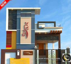 this is a 3d rendering of a modern style house with decorative accents on the front and side walls