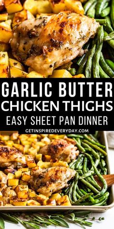 garlic butter chicken thighs with green beans and potatoes