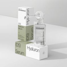 two bottles of hypalurin sitting next to each other on top of boxes