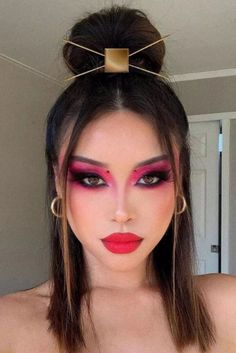 Warrior Makeup, Avatar Makeup, Kyoshi Warrior, Geisha Makeup, Dramatic Eye Makeup, Edgy Makeup, Fire Nation, Bh Cosmetics, Makeup Goals