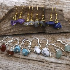 Gemstone Chip Earrings | Healing Stone Earrings | Dainty Crystal Earrings | Minimalist Drop Earrings | Raw Crystal Jewelry | Chip Beaded Great gift to give or keep for yourself Good vibes - healing energy dangle style wire earrings each piece is handmade and with love and positive energy! Choose the gemstone for your special healing properties. Some crystals help with wealth and success, while others are suited for love, relationships, peacefulness, and protection. Choose from Silver Plate or Go Simple Gemstone Earrings, Chip Bead Jewelry Earrings, Small Crystal Earrings, Chip Stone Necklace, Gemstone Beaded Earrings, Chip Stone Jewelry, Crystal Chip Earrings, Gemstone Chip Earrings, Stone Chip Jewelry