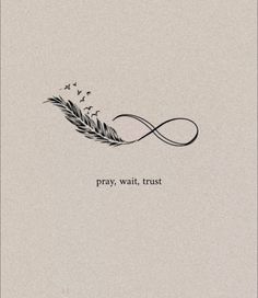 the words pray, wait, trust are written in black ink