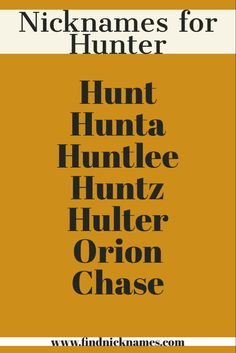 the cover of nicknames for hunter