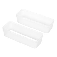 two white plastic containers sitting next to each other