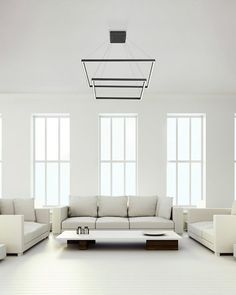 an empty living room with white furniture and large windows in the backround 3d rendering