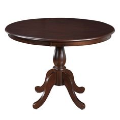 a wooden table with an oval top and two legs on the base, in dark wood