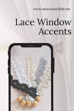 the lace window accents app is displayed on an iphone's screen, with text overlaying it