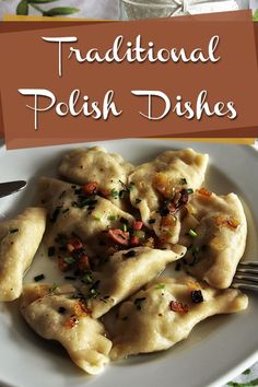 traditional polish dishes on a white plate with a fork and glass jar in the background