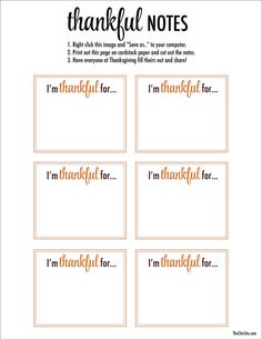 printable thanksgiving notes for kids to use in the classroom or at home with freebiens