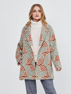 Wrap up in endless luxury with this MILANO short coat! Its oversized silhouette makes it the perfect throw-on layer. Its clean lines and intriguing contemporary pattern ensure unrivaled sophistication. Product Details: Knit Fabric: 70% Baby Alpaca / 30% Merino Wool Cut: Short, oversized Fully Lined Long Sleeve, cuffed. Spread Collar can be worn up or down Two Pockets Length: Approximately 32 inches Care: Dry Clean only Wool Cut, Contemporary Pattern, Rusty Orange, Sterling Jewelry, Oversized Silhouette, Pearl Flower, Baby Alpaca, Short Coat, Alpaca Wool