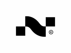 a black and white logo with the letter n