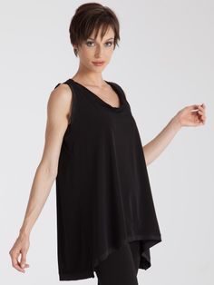 Tunic Top by Planet in matte jersey Spring Sleeveless Tunic, Versatile Sleeveless Blouse For Layering, Versatile Sleeveless Viscose Tank Top, Sleeveless Stretch Blouse For Layering, Versatile Viscose Sleeveless Tank Top, Chic Viscose Tank Top For Layering, Traditional Kimono, Sleeveless Tunic, Tunic Top