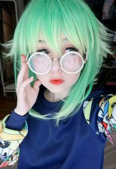 Anzujaamo Anime Green Hair, Fete Emo, Green Hair Girl, Cosplay Dress, Kawaii Girl, Green Hair, Kawaii Fashion