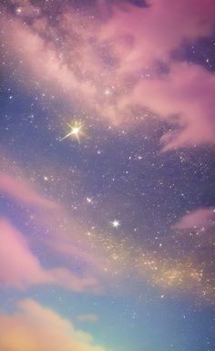 the night sky is filled with stars and clouds