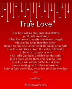 a red background with the words true love