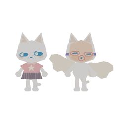 an image of two cats with glasses and wings on their heads, one is wearing a dress