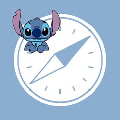 a cartoon character sitting on top of a clock with an arrow in front of it