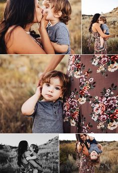 a mother kissing her son's cheek while he kisses his daughter