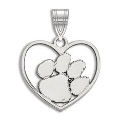 Keep your collegiate pride close to you at all times with this meaningful Clemson University heart necklace charm, fashioned in lustrous sterling silver. (Chain sold separately). Jared The Galleria Of Jewelry, Clemson University, Pearl Diamond, Heart Necklace, Sterling Silver Jewelry, Heart Ring, Charm Necklace, Mens Jewelry, Silver Jewelry