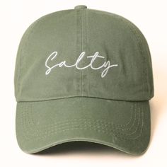 Salty distressed baseball cap perfect for that beachy, casual look! Available in hot pink, sage, nude, pink and blue Stylish distressed look with an adjustable back-strap Adjustable Green Baseball Cap For Everyday Summer Use, Trendy Cotton Baseball Cap For Vacation, Casual Beach Baseball Cap One Size, Adjustable Distressed Baseball Cap With Curved Visor, Trendy Beach Baseball Cap With Curved Bill, Trendy Distressed Dad Hat Baseball Cap, Trendy Vacation Dad Hat Snapback, Trendy Dad Hat Baseball Cap For Vacation, Trendy Curved Bill Baseball Cap For Beach