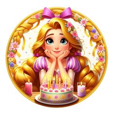 Rapunzel Birthday Theme, Rapunzel Cake Topper, Happy Birthday Fairy, Rapunzel Cake, Rapunzel Birthday, Rapunzel Birthday Party, Clipart Birthday, Rapunzel Party, Oliver And Company