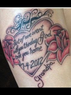 a heart tattoo with roses on it and the words, but not for me that they are