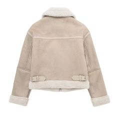 Women's Cropped Suede Jacket
Features：

 	Product ID:SJ0083
 	Material:Polyester
 	Season:Spring,Autumn,Winter
 	Color:Khaki

Size Chat： Shearling Aviator Jacket, Suede Jacket Women, Metallic High Heels, Autumn Jacket Women, Thick Jacket, Chic Jacket, Suede Shorts, Aviator Jacket, Winter Collars