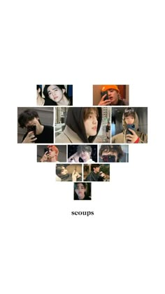 a collage of photos with the words scoops on it and people in them