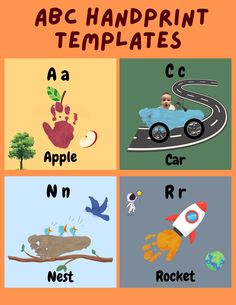 four different types of handprints with the words abc and c in each letter