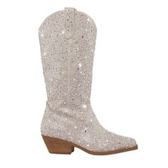 PRICES MAY VARY. This sparkly cowgirl boot has 2.36" stacked heel, 12.2" shaft height and 12.99" calf and top circumference. These western-inspired booties are adorned in colored rhinestones and pearls, glitter and shining, gorgeous and much nicer in person, the pictures don't do the justice. Rhinestone boots are fit true to size; If you have a wide foot, high instep or high arch-size up. if you are finding cute and comfortable boots for big feet, this is the one. Cowgirl diamond boots are perfe