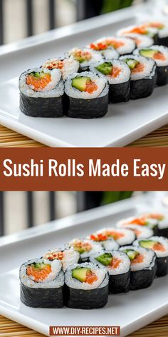 sushi rolls made easy on a white plate