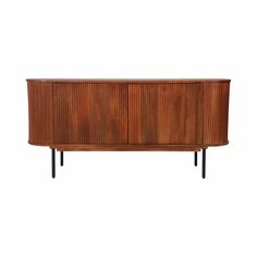 a wooden sideboard with black legs