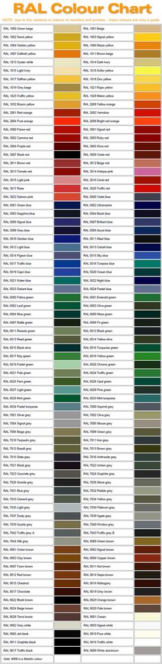 the color chart for all different colors in this page is an excellent way to describe what they