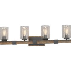 a bathroom vanity light with three lights on each side and two glass shades on the top