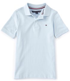 From Tommy Hilfiger&#x2C; this shirt features:point collarshort sleevespartial button placketsmall logo patch at the left chestsquare hempullover construction Cotton/Spandexmachine washImported. Kids Uniforms, Heritage Fashion, Dillard's, Boys Shirts, Big Boys, Lifestyle Brands, Cotton Spandex, Patch Logo, Ivy