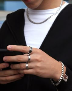 Tomboy Accessories, Ring In Hand, Aesthetic For Men, Male Necklace