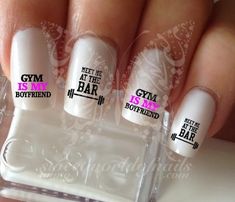 Gym Nail Art Water Decals Nail Transfers Gym is my boyfriend meet me at the bar Pink Nail Art Gym Nails Designs, Gym Nails, Sporty Nails, Nail Transfers, Football Nail Art, Football Nails, Festive Nail Designs, Pink Nail Art, Seasonal Nails