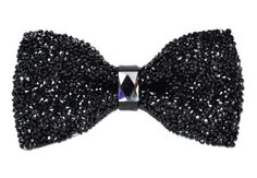 You'll be shining at any black tie event wearing this black, crystal bow tie. Black Bow Tie With Decorative Bow For Evening, Black Decorative Bow Tie For Evening, Elegant Black Bow Tie For Evening, Adjustable Black Bow Tie For Party, Elegant Black Bow Tie For Party, Adjustable Black Ribbon Bow Tie For Parties, Black Satin Bow Tie For Parties, Black Bow Tie With Decorative Bow For Parties, Luxury Bow Tie For Party