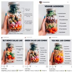 four images showing how to make a veggie goddess jar with text overlay