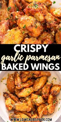 crispy garlic parmesan baked wings are the perfect appetizer for any party