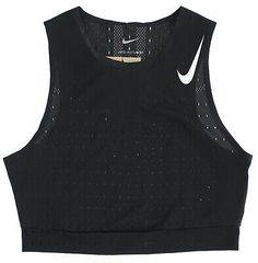 Trendy Fashion Nike Aeroswift Women's Running Shirt CZ9383 Dri-Fit ADV Cropped Singlet Tank Top, Fashion Clothing Nike Stretch Sports Crop Top, Nike Stretch Crop Top For Sports, Nike Black Breathable Tops, Nike Black Training Tops, Nike Fitted Gym Top, Nike Fitted Top For Gym, Fitted Nike Top For Gym, Nike Breathable Training Tops, Fitted Training Top With Mesh Back