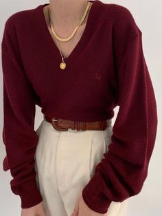 Light Academia Red Outfit, Red And Beige Outfits, Burgandy Blazer Outfit Classy, Crimson And Cream Outfits, Maroon Fashion Aesthetic, Cute Maroon Outfits, Color Academia Outfit, Wine Red Top Outfit, Maroon Color Outfits