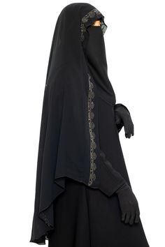 Sherice Ghashwa  | Al Shams Abayas 2 Elegant Long Niqab For Eid, Elegant Maxi Length Niqab For Eid, Elegant Dabka Khimar For Eid, Elegant Dabka Khimar, Elegant Long Hijab For Eid, Abaya And Niqab, Garment Workers, Niqab, Style Tips