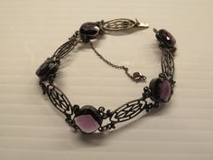 Purple Accessories Aesthetic, Purple Accessories, Purple Jewelry, Wedding Jewelry Bracelets, Sterling Silver Filigree, Glass Bracelet, Purple Glass, Fantasy Jewelry, Gothic Jewelry