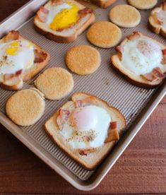 breakfast foods on a baking sheet ready to be eaten