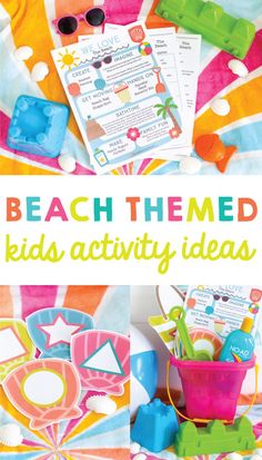 beach themed kids'activity ideas with text overlay